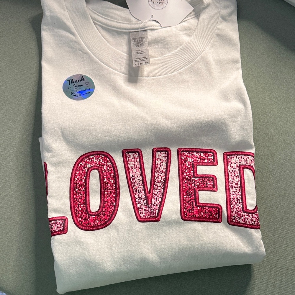 LOVED faux sequin graphic tee